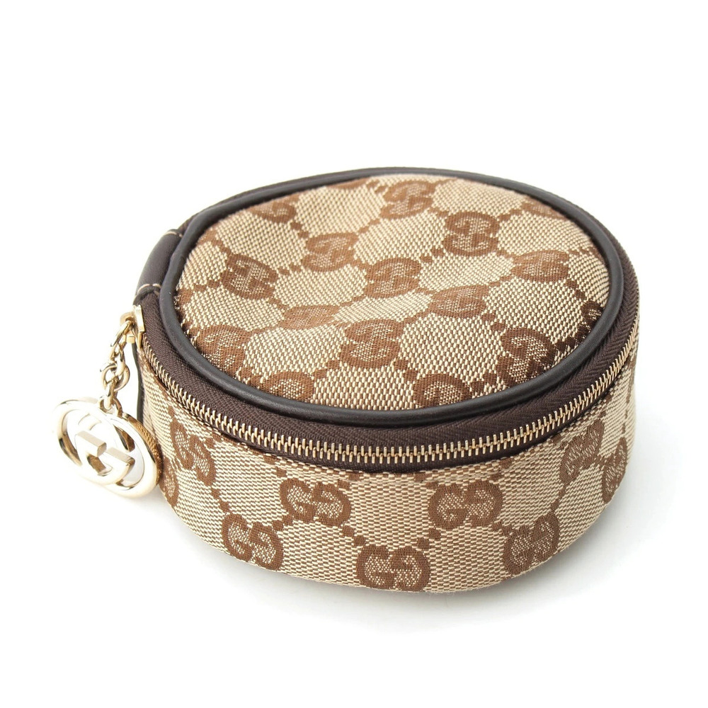Gucci GG Canvas Pouch Clutch Jewelry Case Cosmetics Brown